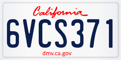 CA license plate 6VCS371