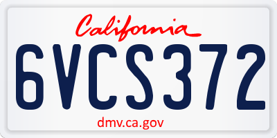 CA license plate 6VCS372