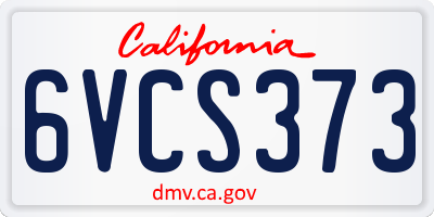 CA license plate 6VCS373
