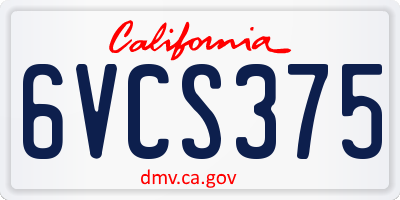 CA license plate 6VCS375