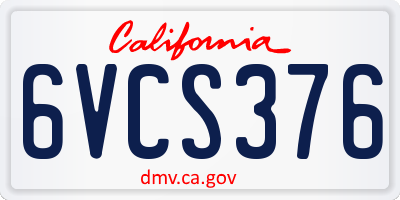 CA license plate 6VCS376