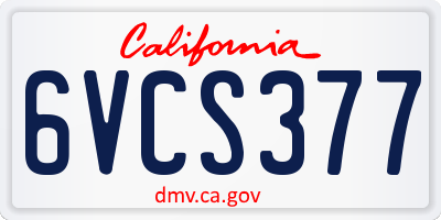 CA license plate 6VCS377