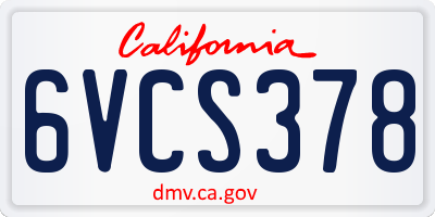 CA license plate 6VCS378