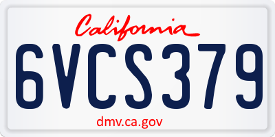 CA license plate 6VCS379