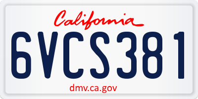 CA license plate 6VCS381