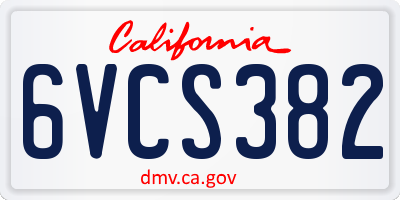 CA license plate 6VCS382