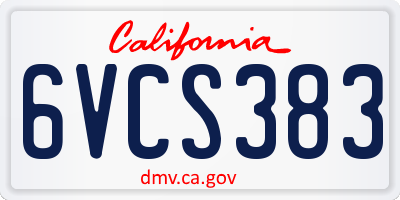 CA license plate 6VCS383