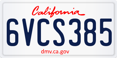 CA license plate 6VCS385