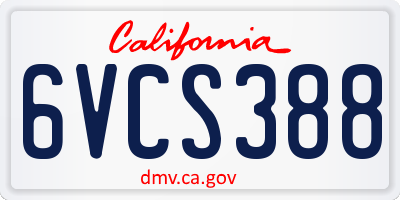 CA license plate 6VCS388