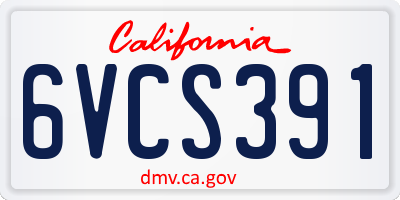 CA license plate 6VCS391