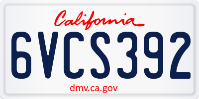 CA license plate 6VCS392