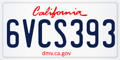 CA license plate 6VCS393
