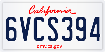 CA license plate 6VCS394