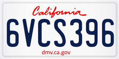 CA license plate 6VCS396