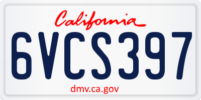 CA license plate 6VCS397