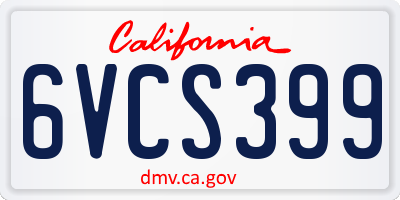 CA license plate 6VCS399