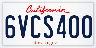 CA license plate 6VCS400