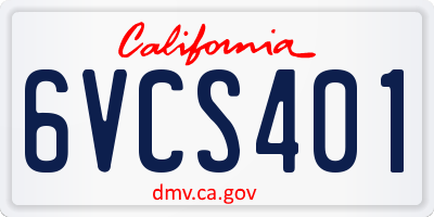 CA license plate 6VCS401