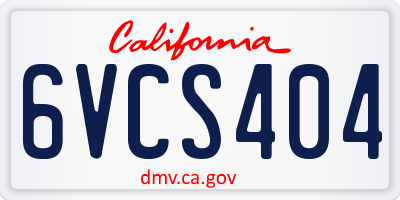 CA license plate 6VCS404