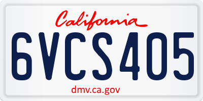 CA license plate 6VCS405