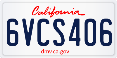 CA license plate 6VCS406