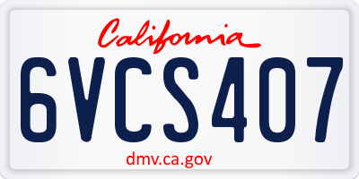 CA license plate 6VCS407