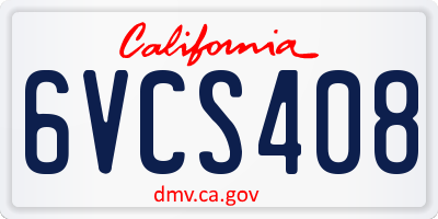 CA license plate 6VCS408