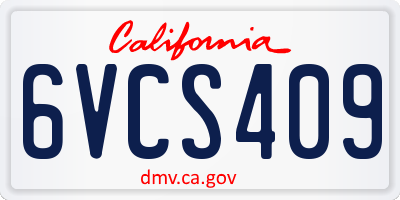 CA license plate 6VCS409