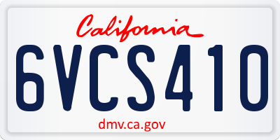 CA license plate 6VCS410