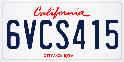 CA license plate 6VCS415