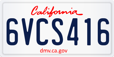 CA license plate 6VCS416