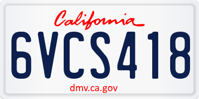 CA license plate 6VCS418