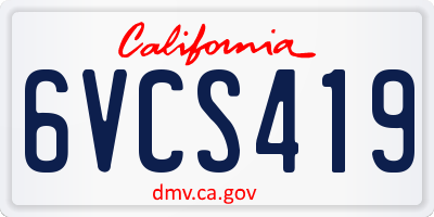 CA license plate 6VCS419