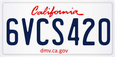 CA license plate 6VCS420