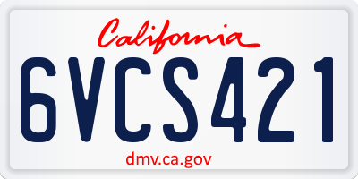 CA license plate 6VCS421