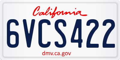 CA license plate 6VCS422