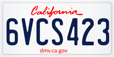 CA license plate 6VCS423