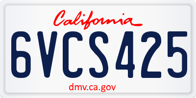 CA license plate 6VCS425