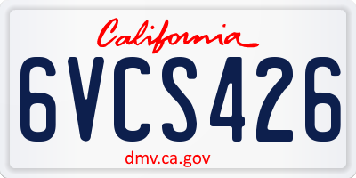 CA license plate 6VCS426