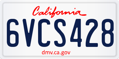 CA license plate 6VCS428