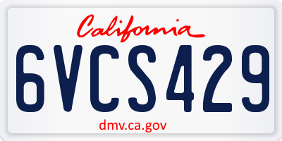CA license plate 6VCS429