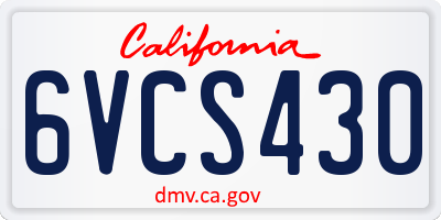 CA license plate 6VCS430