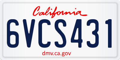 CA license plate 6VCS431