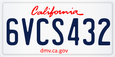 CA license plate 6VCS432