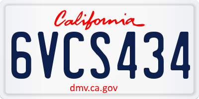 CA license plate 6VCS434
