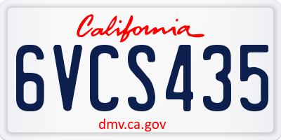 CA license plate 6VCS435