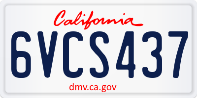 CA license plate 6VCS437