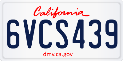 CA license plate 6VCS439