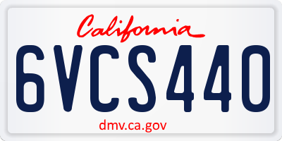 CA license plate 6VCS440