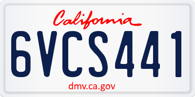 CA license plate 6VCS441